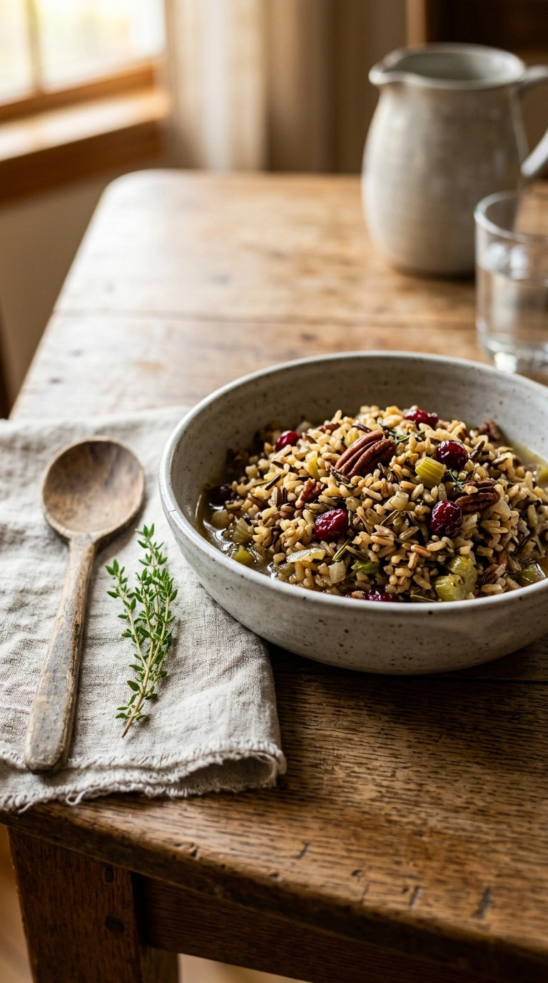 thanksgiving wild rice stuffing crowd ready to serve