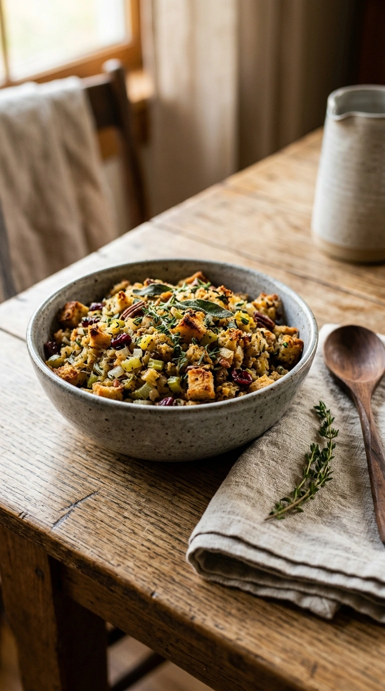 thanksgiving herb stuffing crowd ready to serve