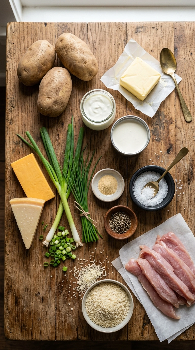 Ingredients for thanksgiving twice baked potatoes crowd