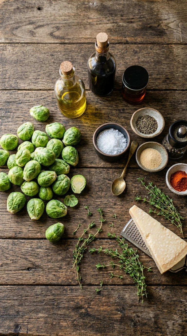 Ingredients for thanksgiving roasted brussels sprouts crowd