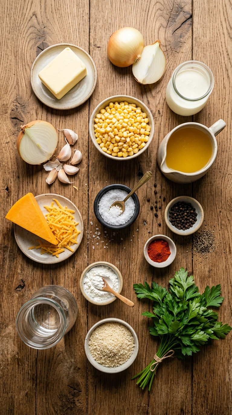 Ingredients for thanksgiving creamed corn crowd