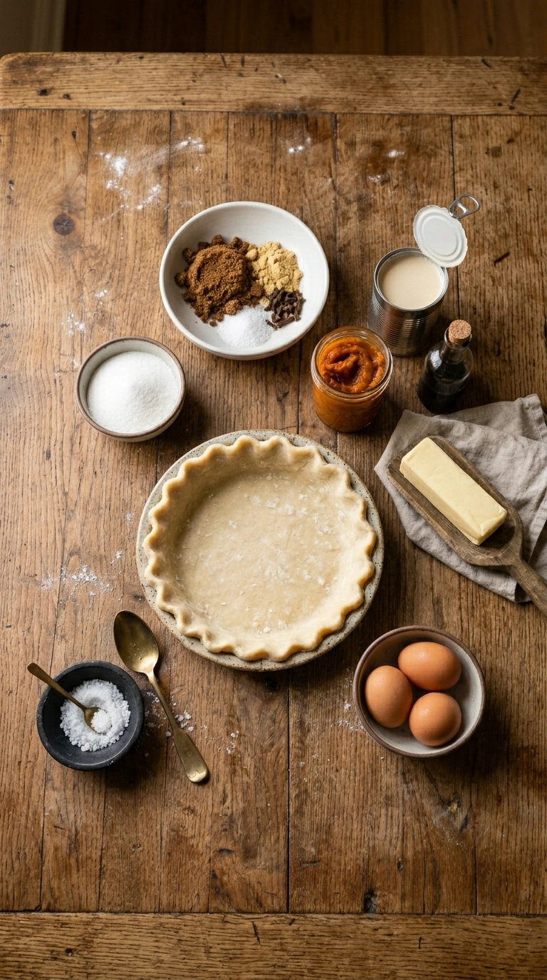 Ingredients for thanksgiving pumpkin pie crowd
