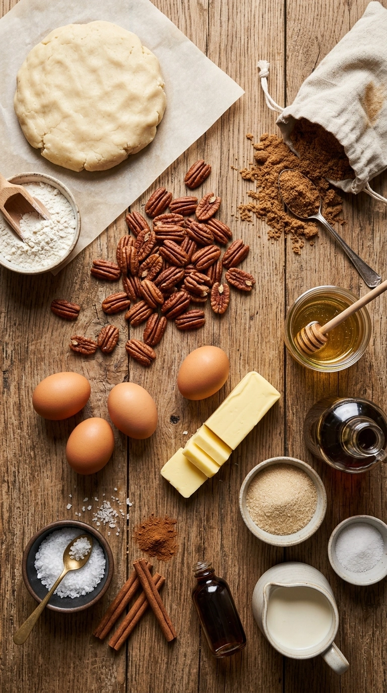 Ingredients for thanksgiving pecan pie crowd