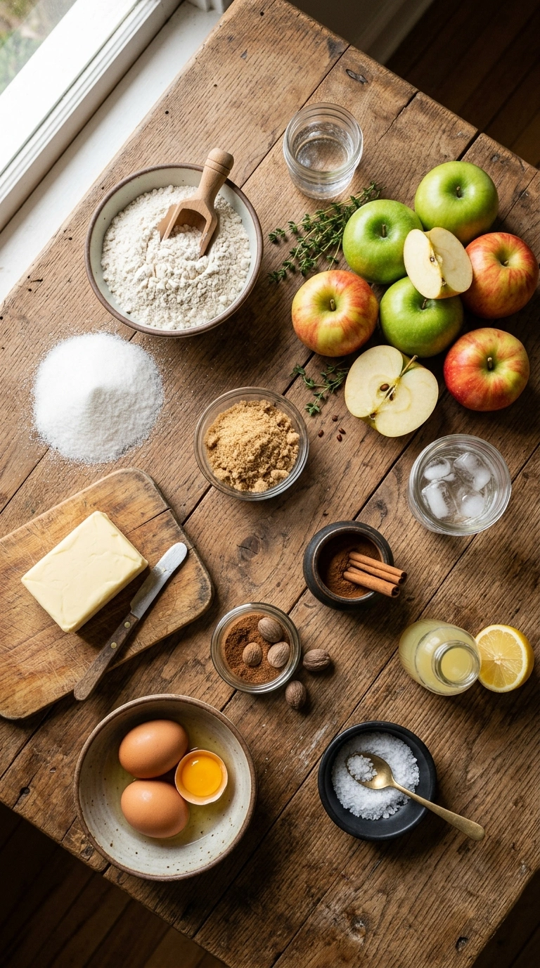 Ingredients for thanksgiving apple pie crowd
