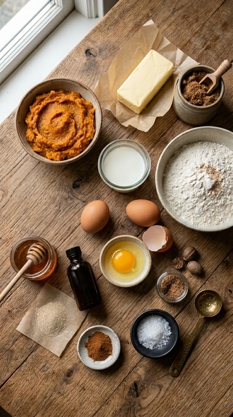 Ingredients for thanksgiving sweet potato rolls crowd