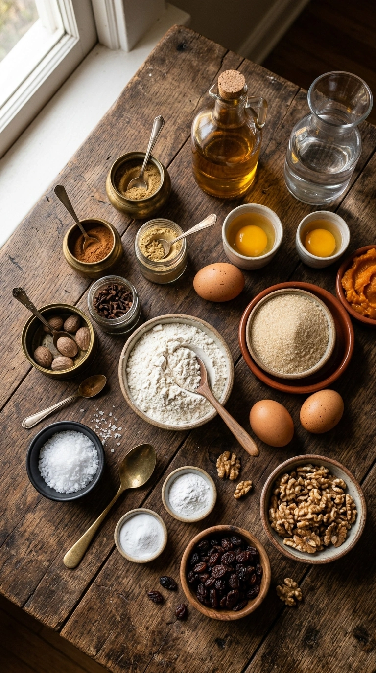 Ingredients for fall pumpkin bread crowd