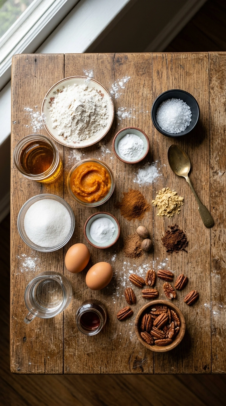 Ingredients for fall pumpkin muffins crowd