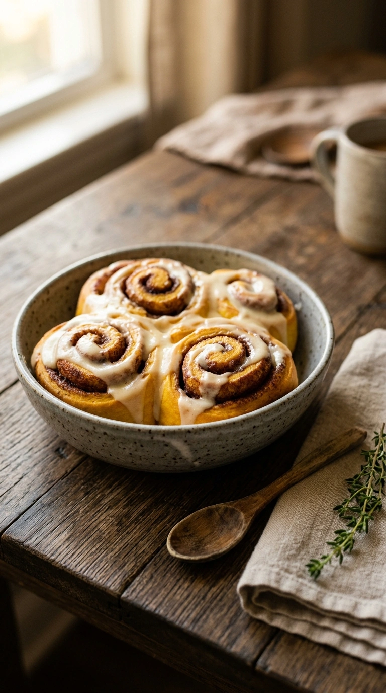 fall pumpkin cinnamon rolls crowd ready to serve