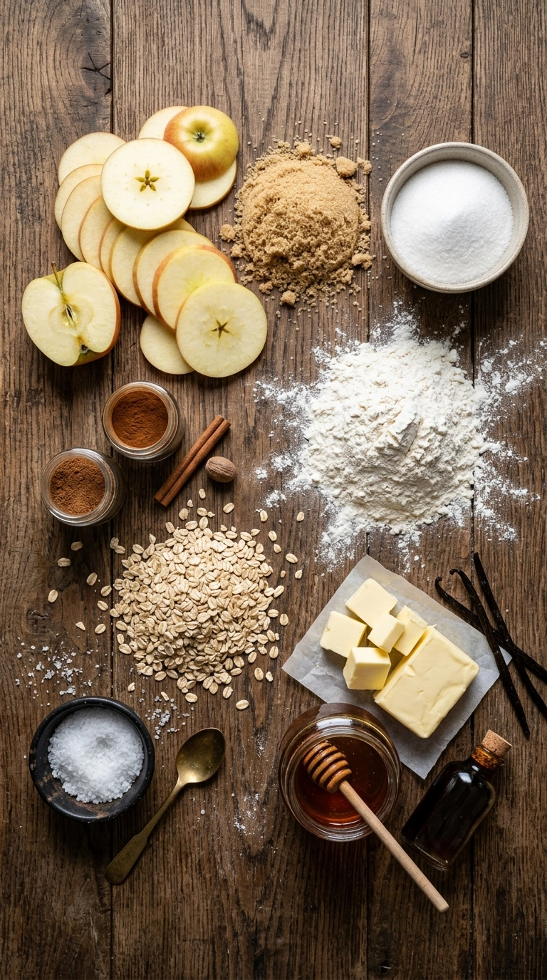 Ingredients for fall apple crisp crowd