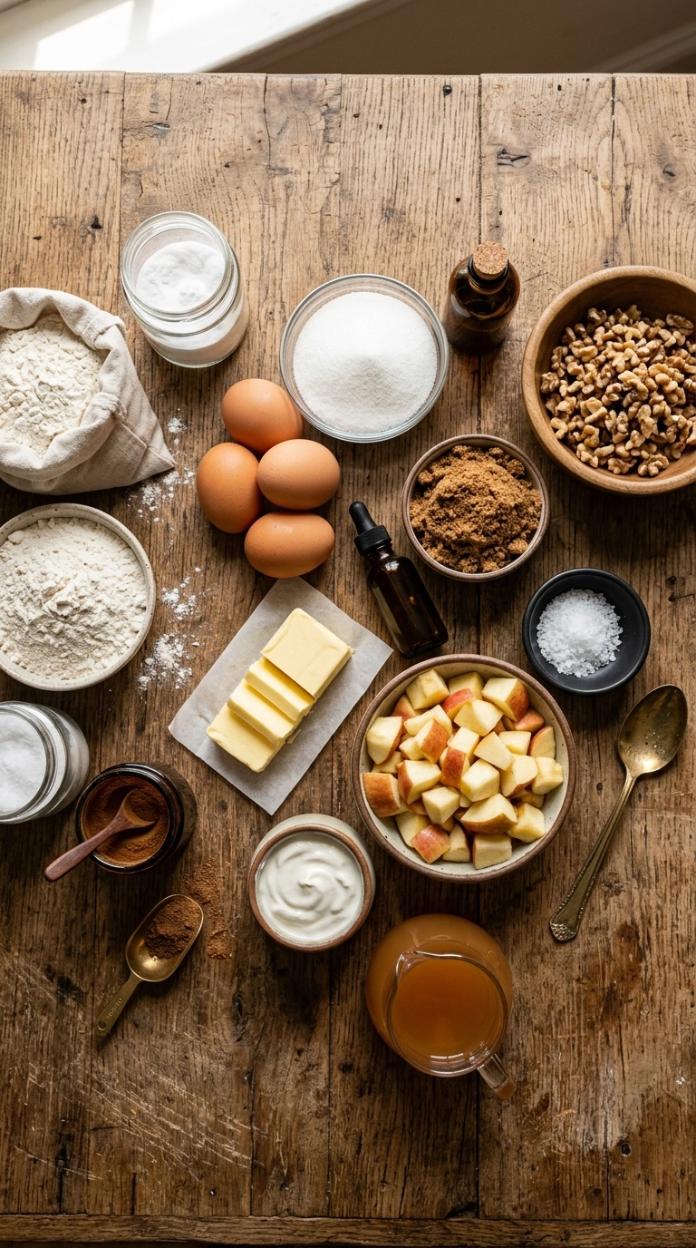 Ingredients for fall apple cake crowd