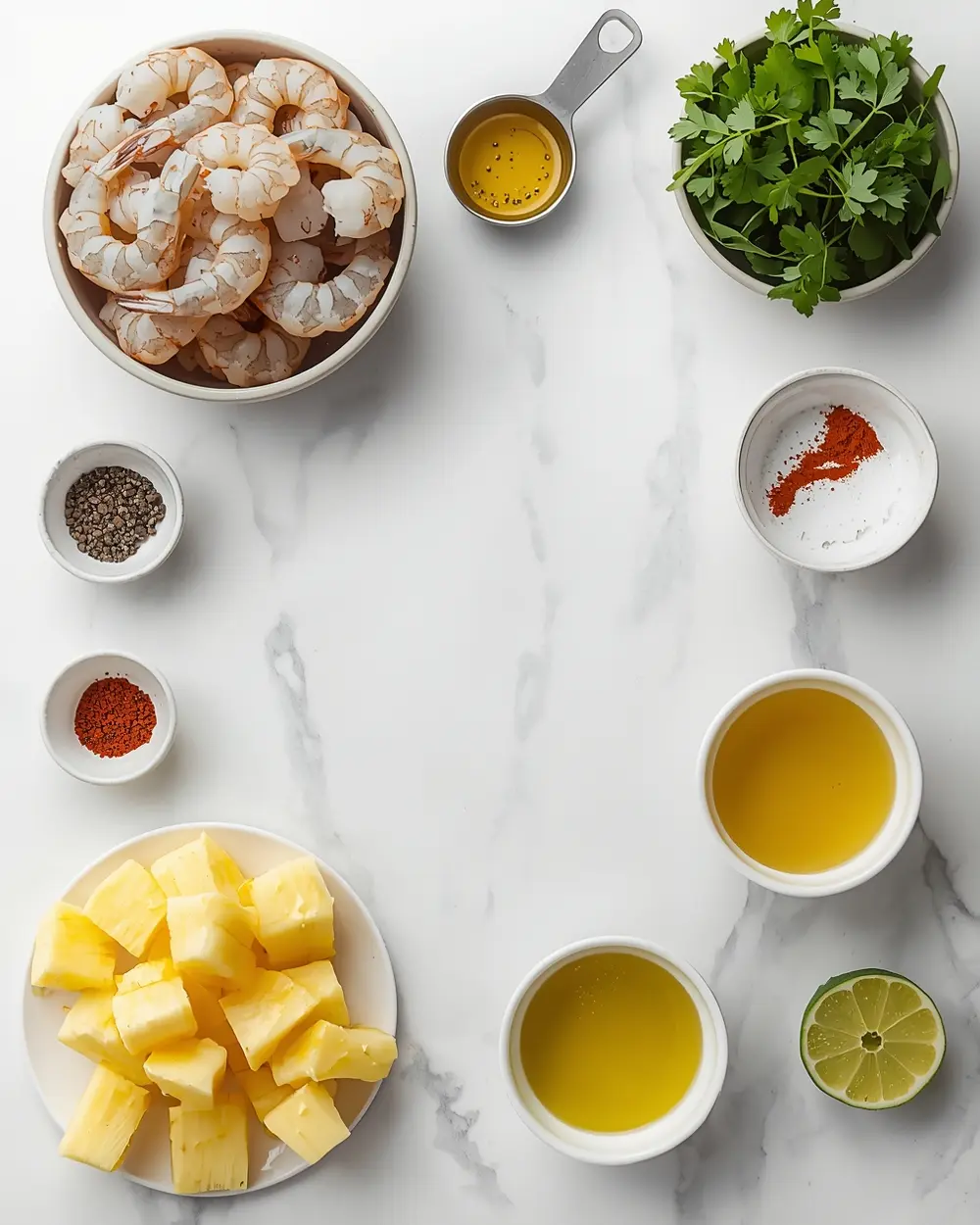Ingredients for shrimp pineapple skewers crowd summer