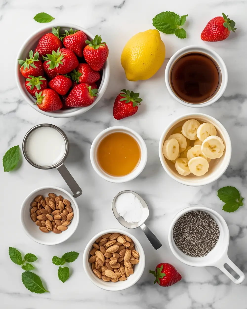 Ingredients for strawberry banana nice cream crowd