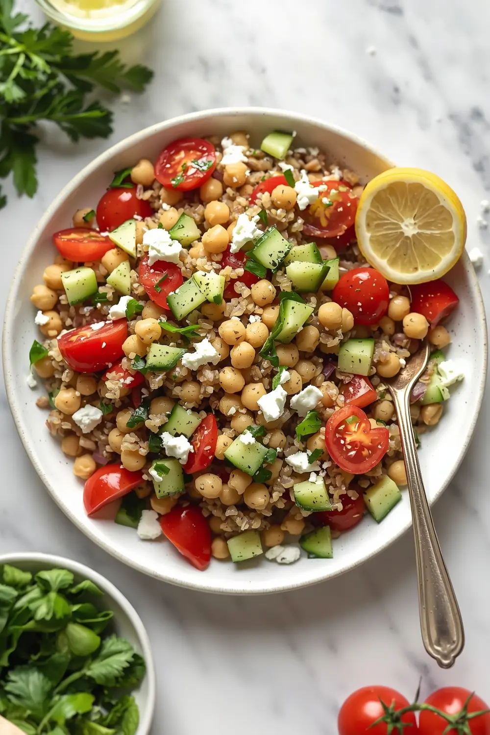 summer farro salad crowd