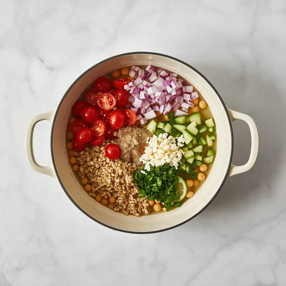 Cooking instructions for summer farro salad crowd