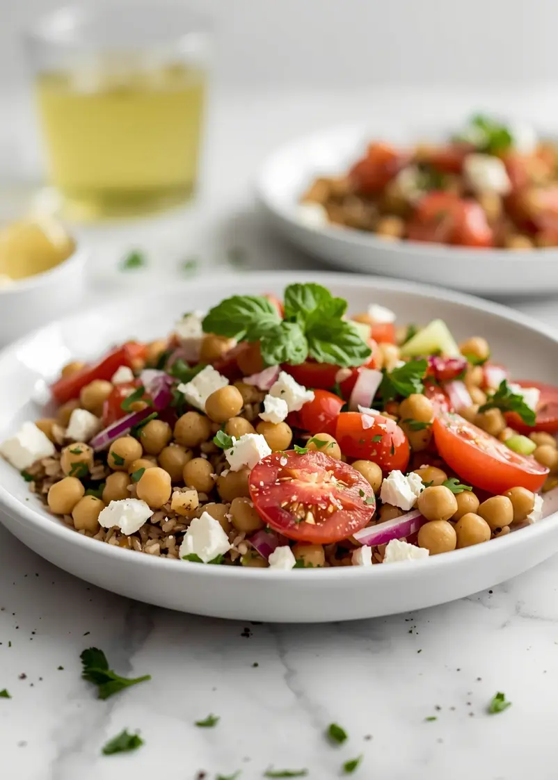 summer farro salad crowd ready to serve