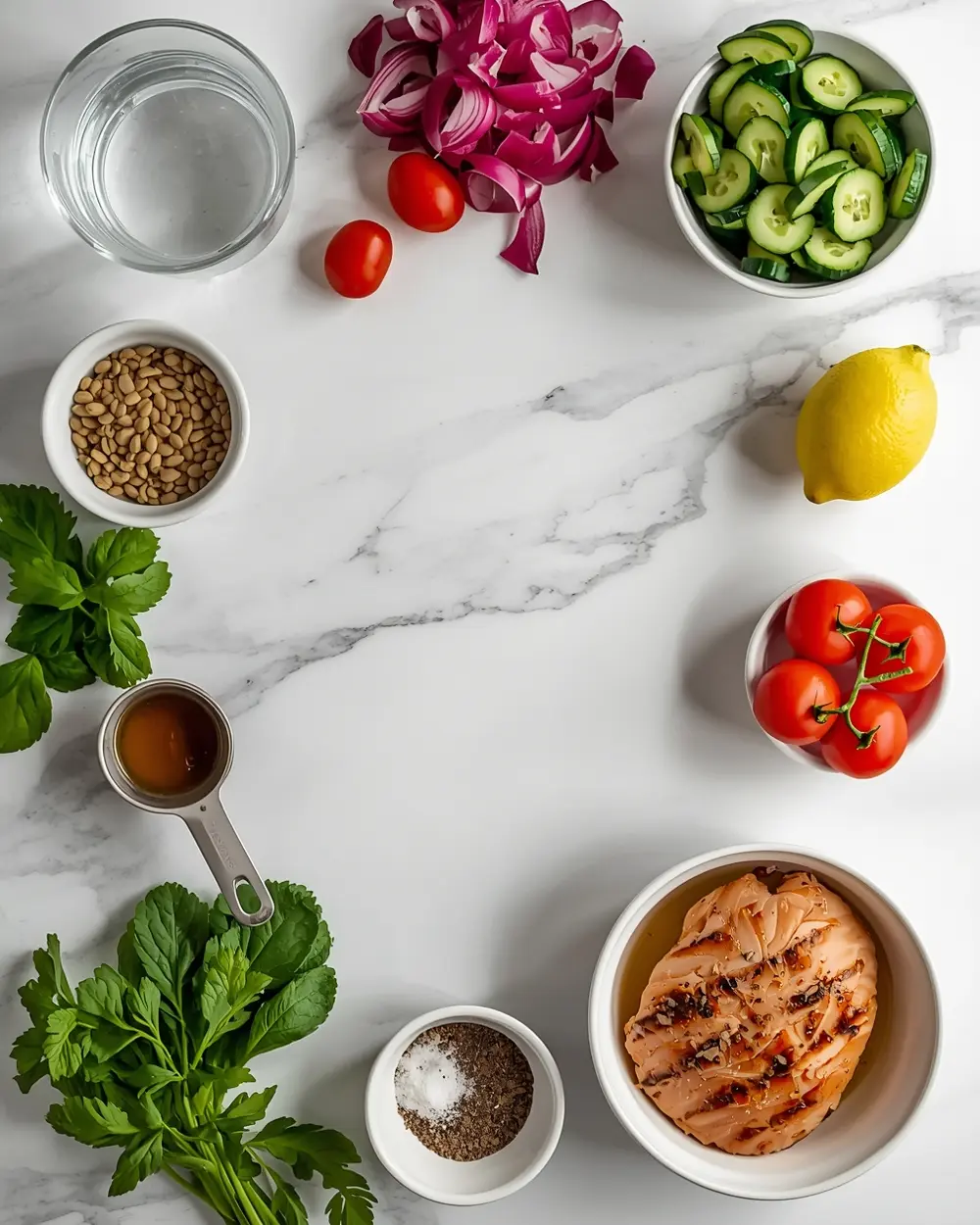 Ingredients for summer lentil salad crowd