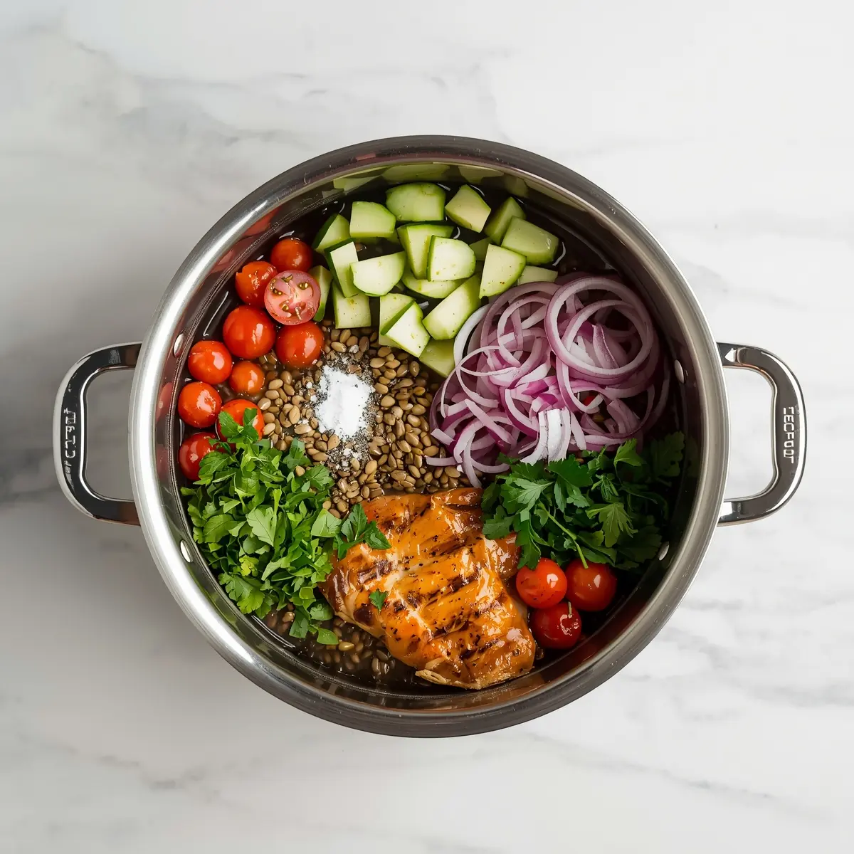 Cooking instructions for summer lentil salad crowd