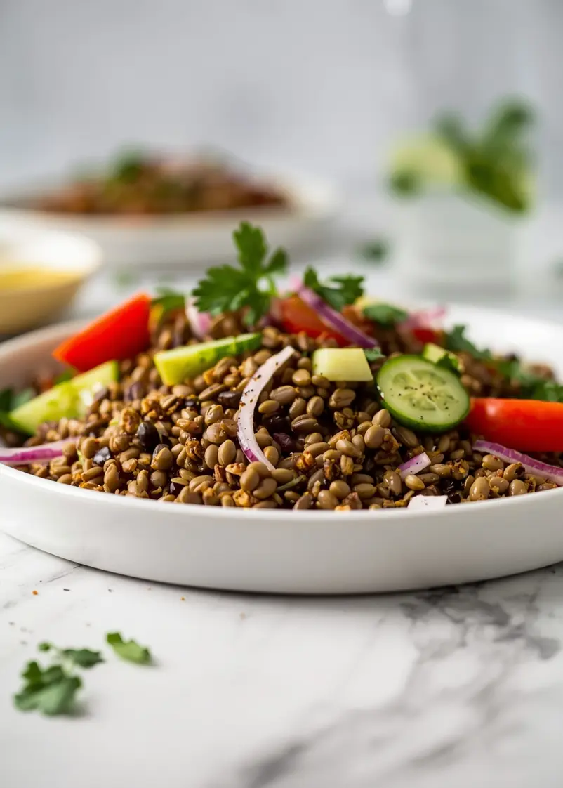 summer lentil salad crowd ready to serve