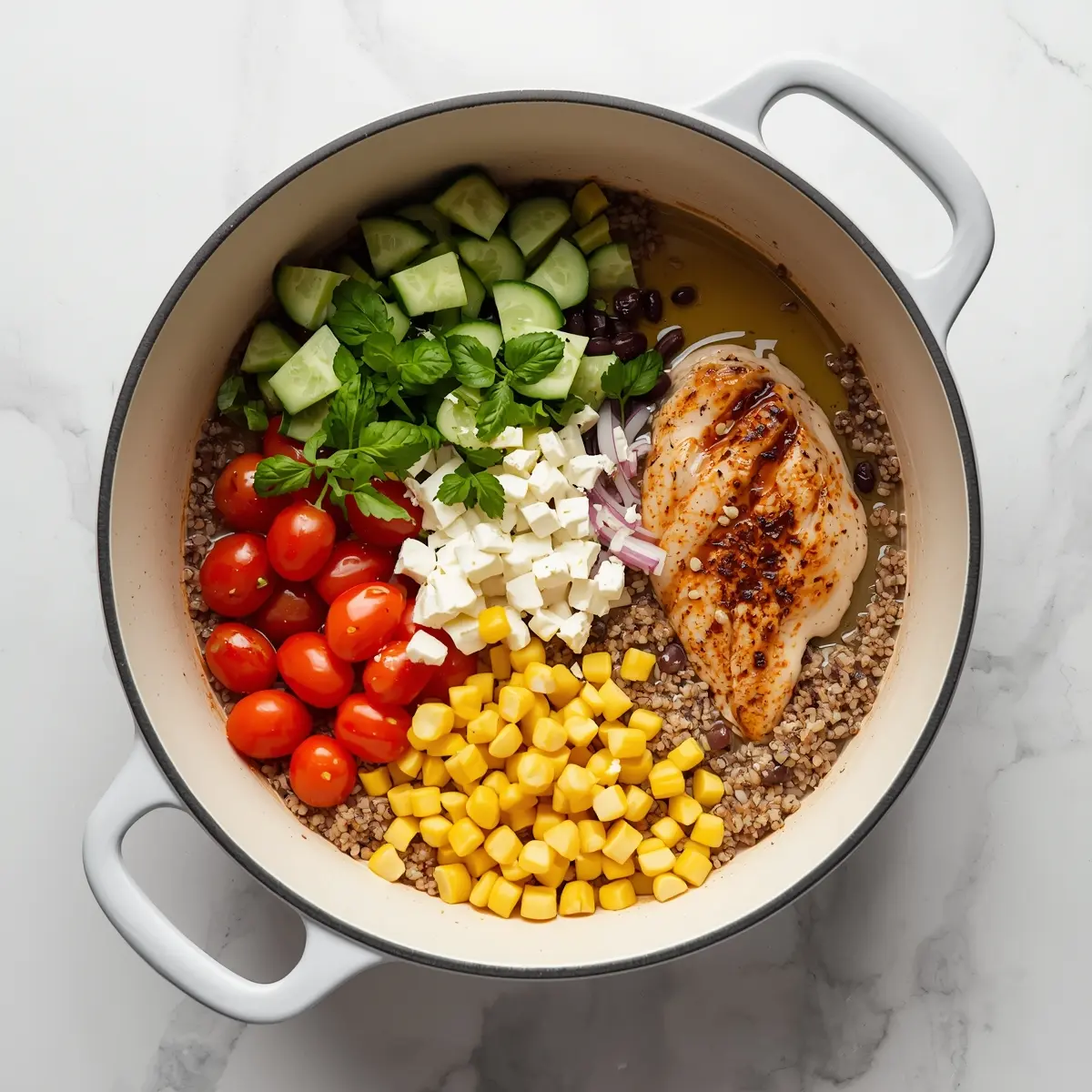 Cooking instructions for summer quinoa salad crowd