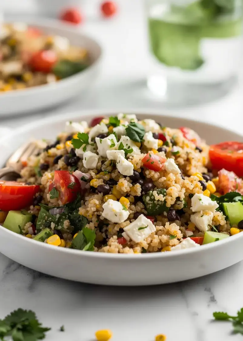 summer quinoa salad crowd ready to serve