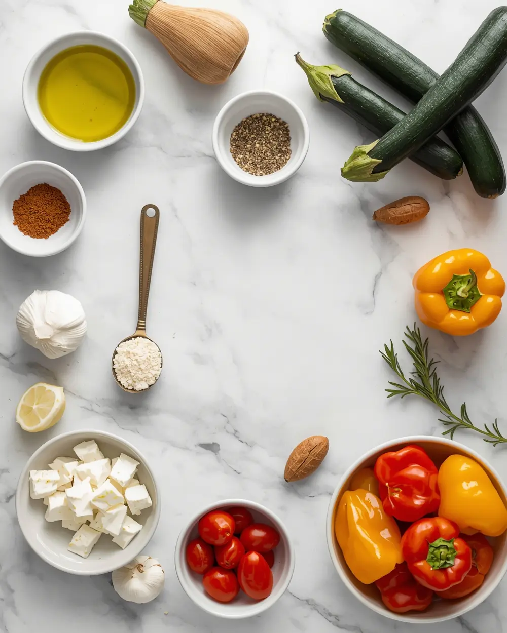 Ingredients for summer roasted vegetables crowd