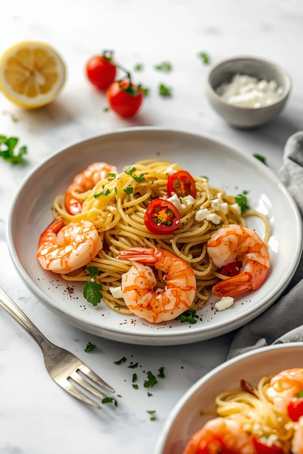 summer shrimp pasta crowd