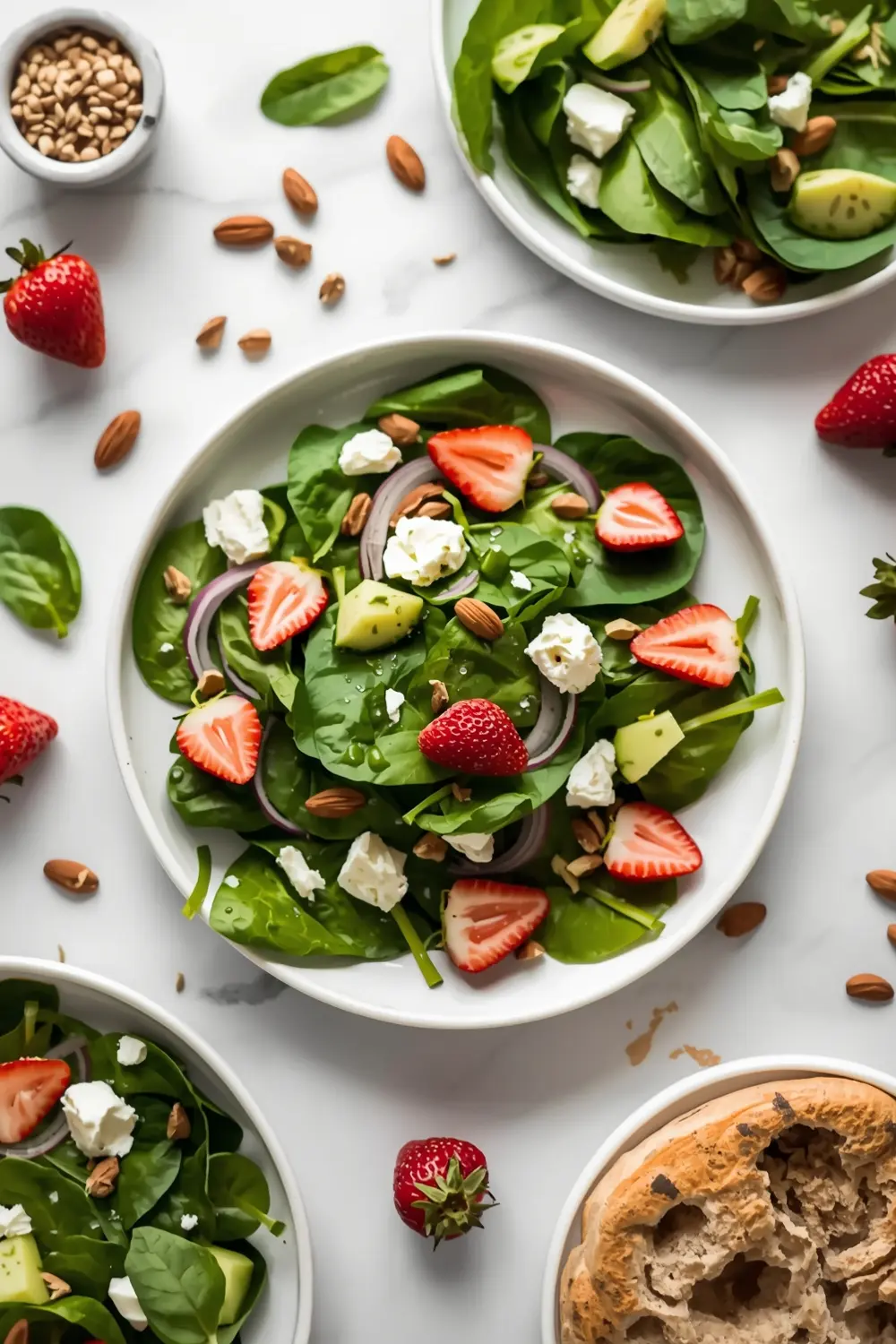 summer strawberry spinach salad crowd