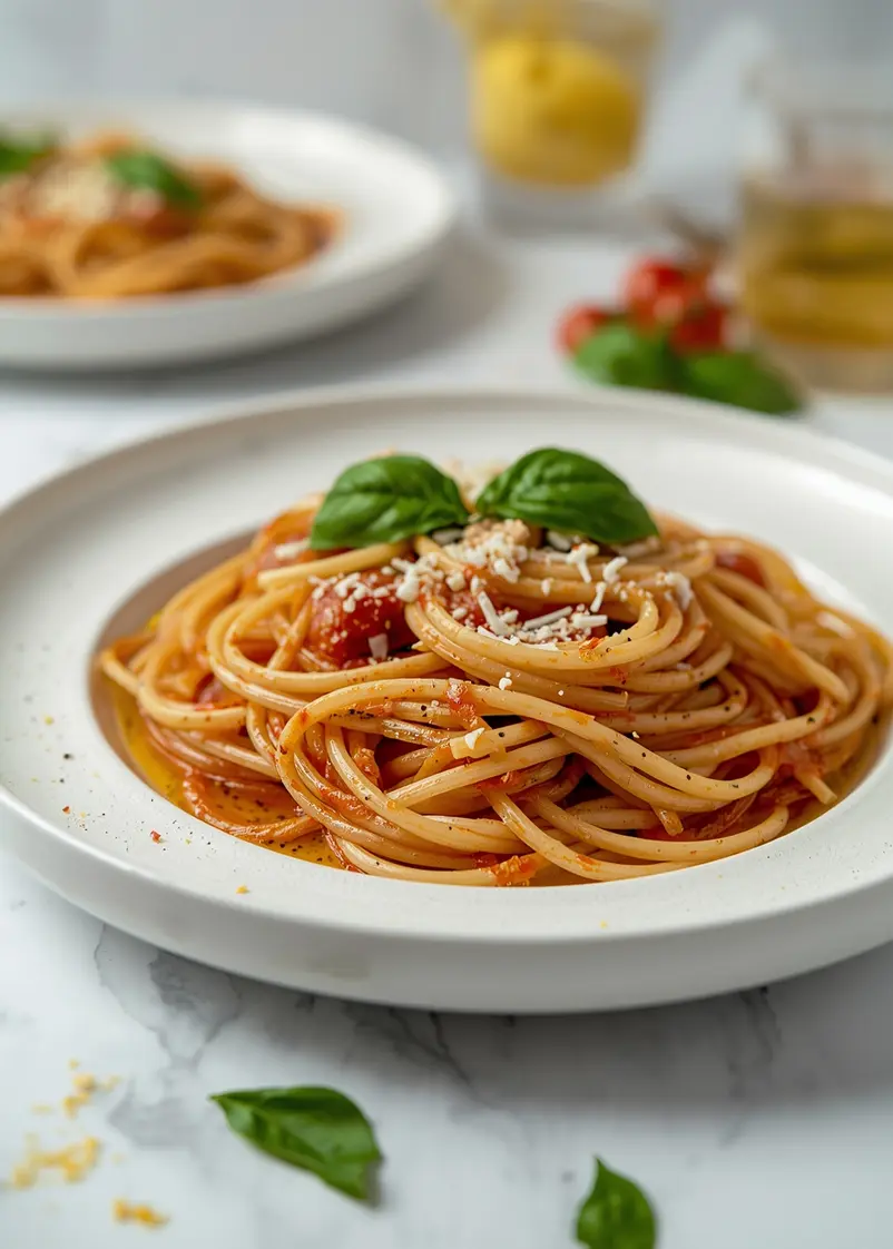 summer tomato basil pasta crowd ready to serve