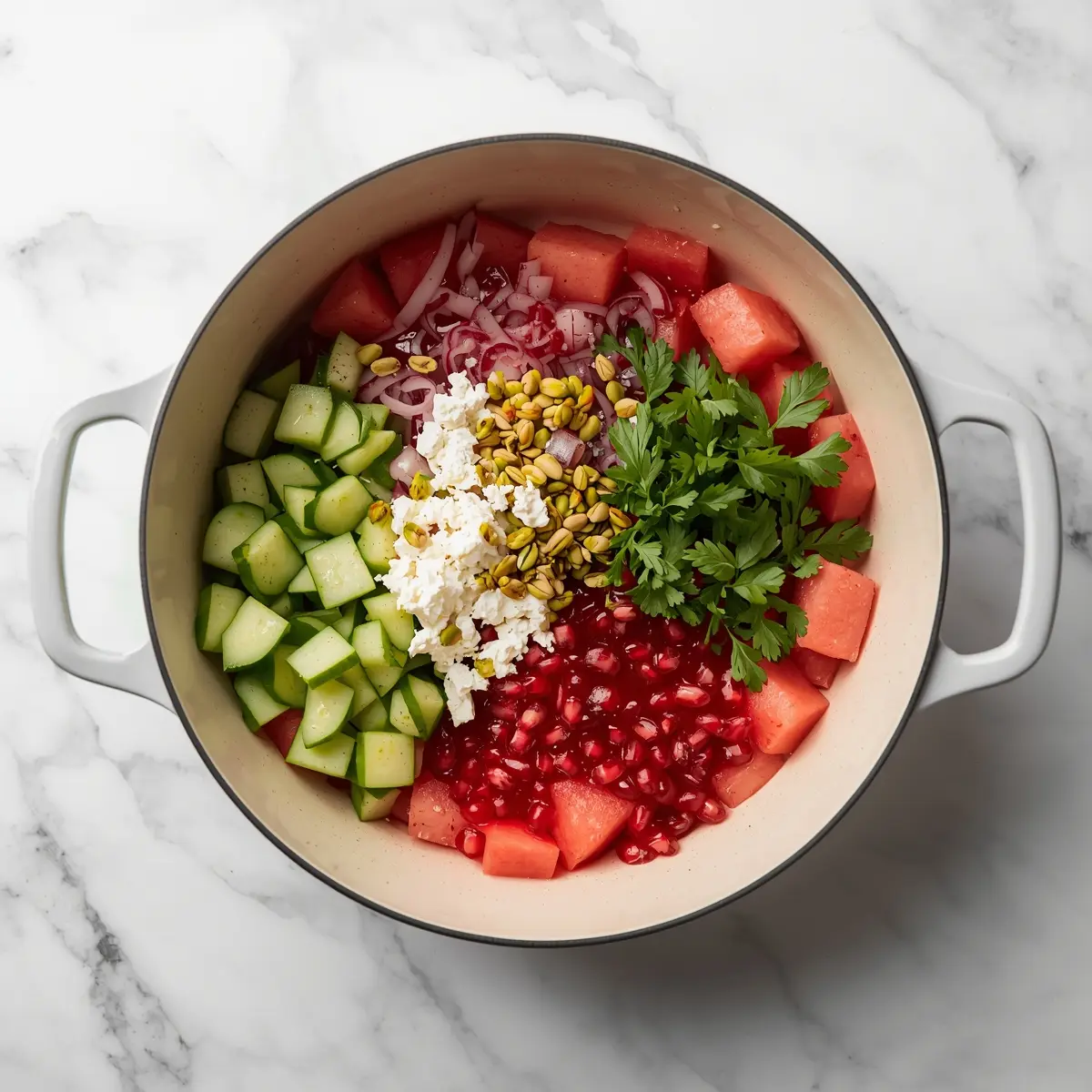 Cooking instructions for summer watermelon feta salad crowd