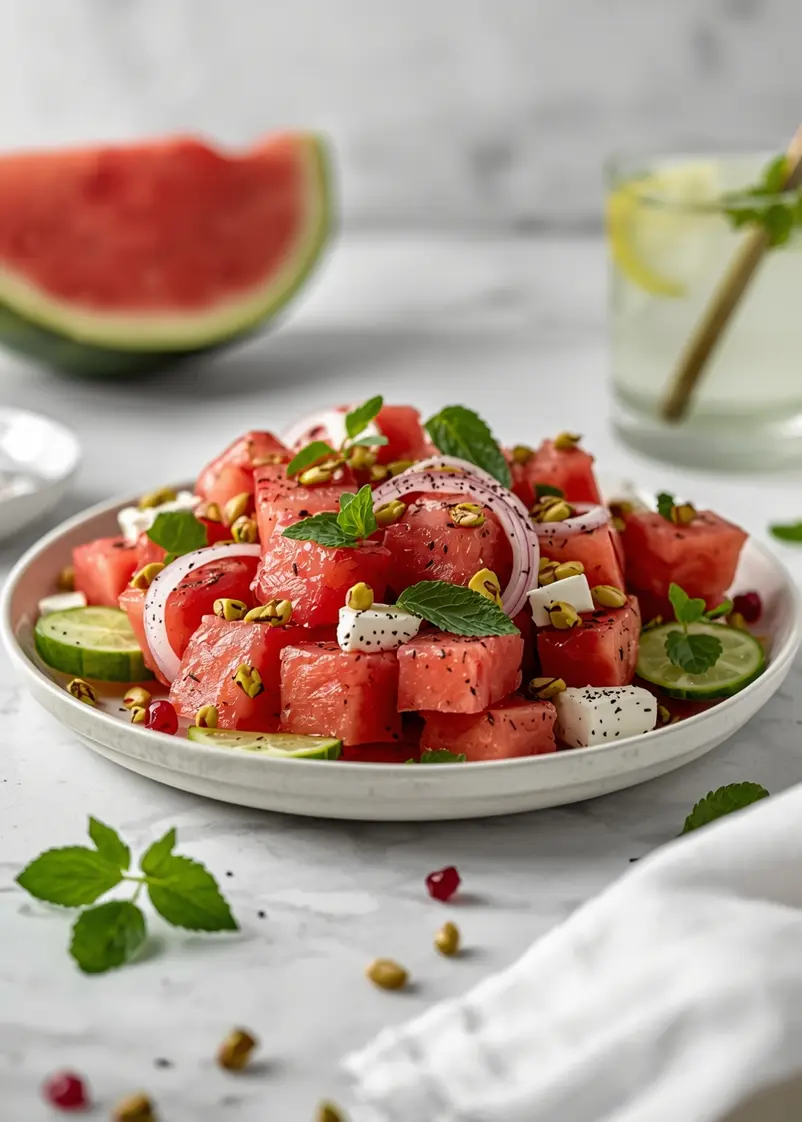 summer watermelon feta salad crowd ready to serve