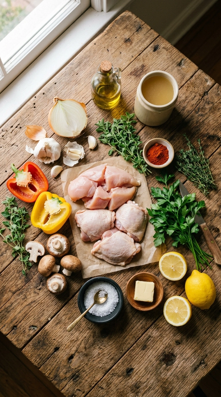 Ingredients for sizzling chicken skillet