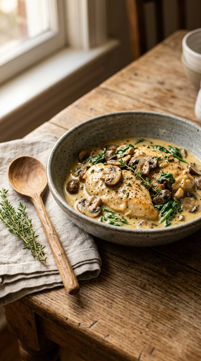 sizzling creamy chicken skillet ready to serve