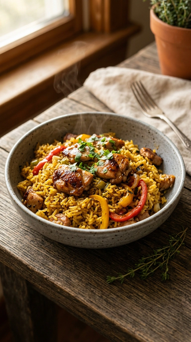 Sizzling Chicken and Rice Skillet | 30-Min Family Crowd Dinner