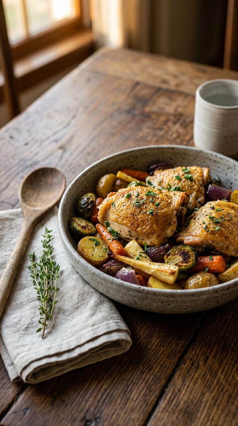 loaded sheet pan chicken ready to serve
