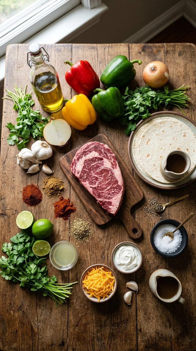 Ingredients for loaded sheet pan beef fajitas