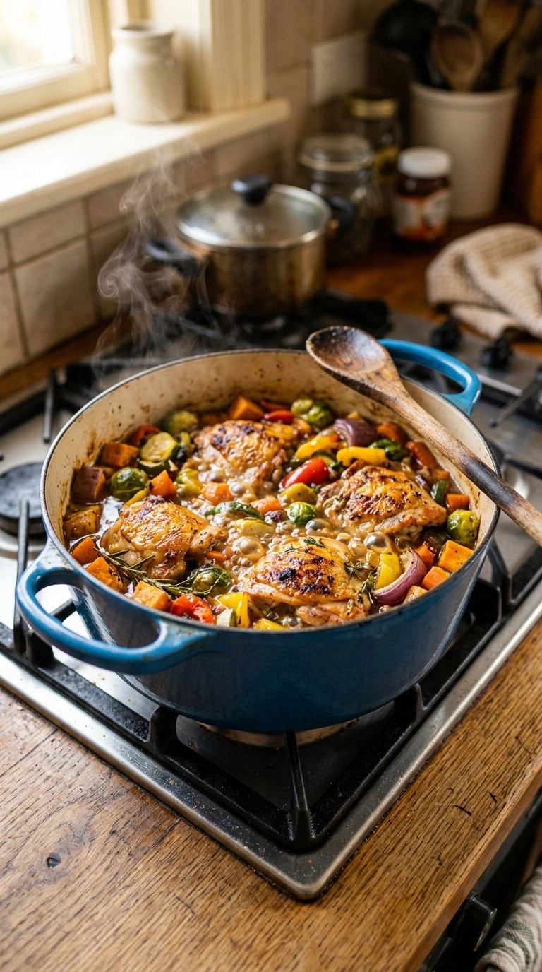 Cooking instructions for loaded sheet pan veggie dinner