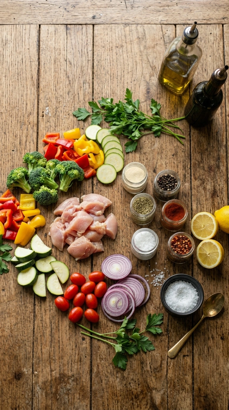 Ingredients for loaded sheet pan veggie dinner