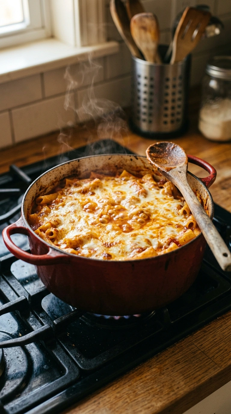 Cooking instructions for cheesy baked ziti crowd