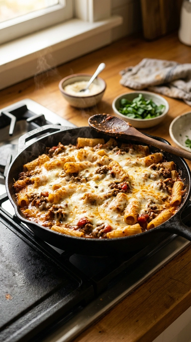 Cooking instructions for cheesy beef pasta bake crowd