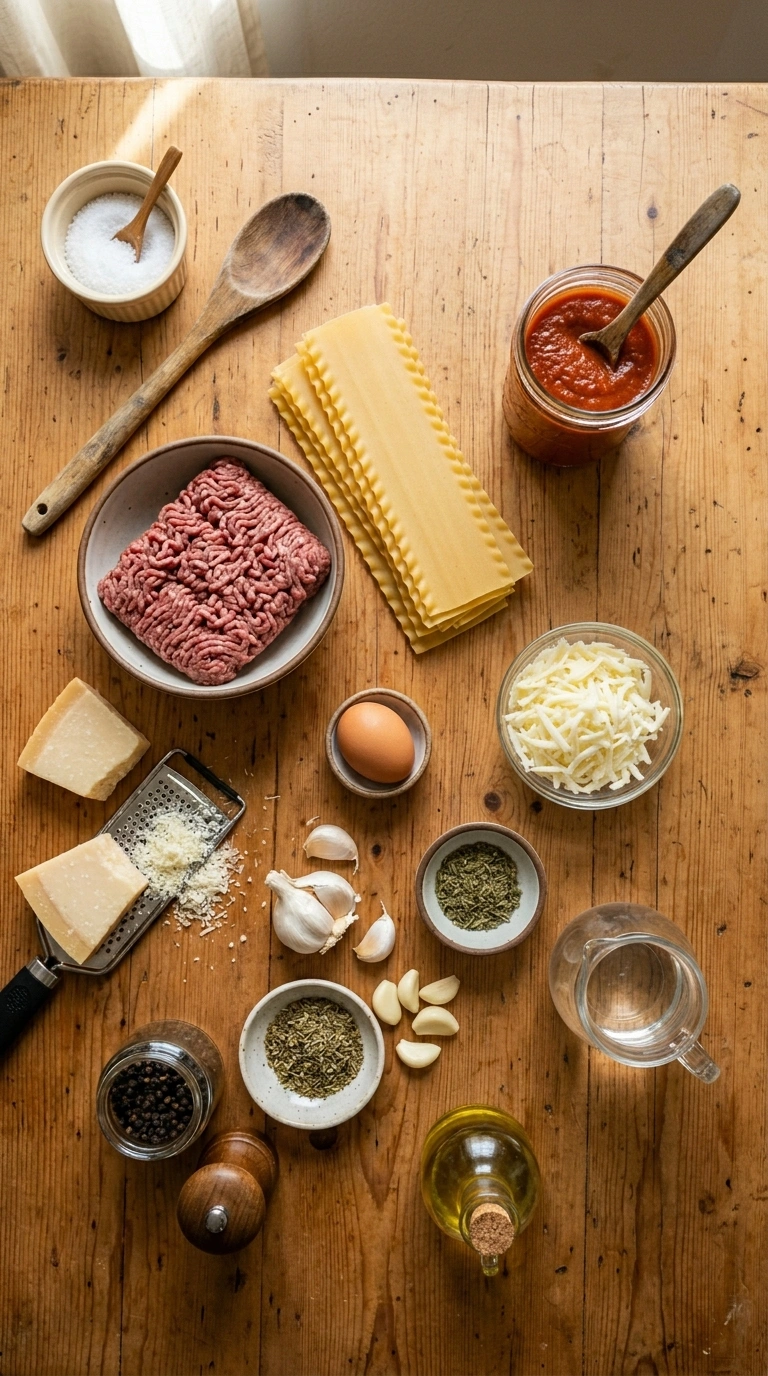 Ingredients for cheesy lasagna roll ups crowd