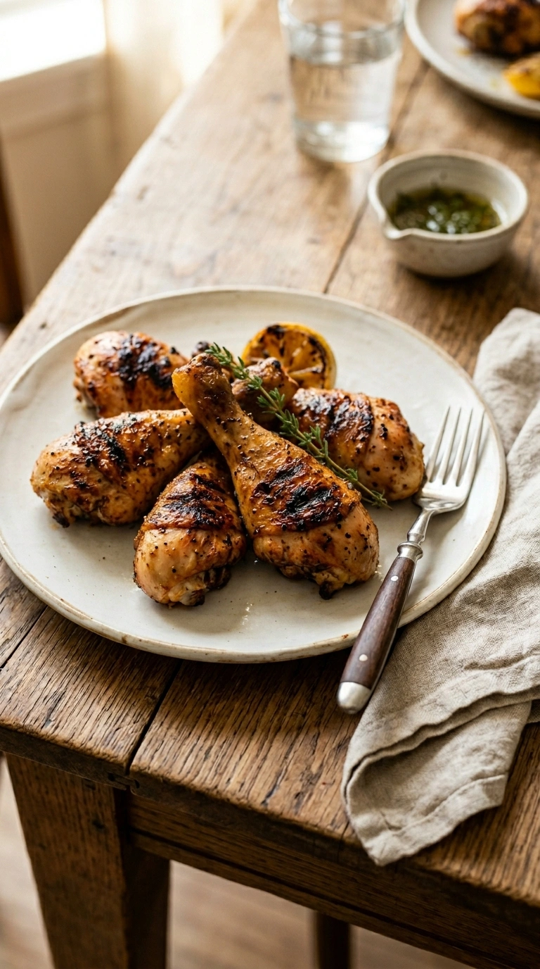 smoky grilled chicken drumsticks crowd ready to serve