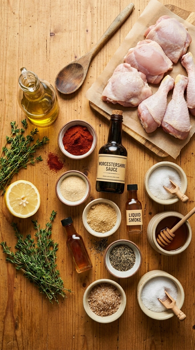 Ingredients for smoky grilled chicken wings crowd