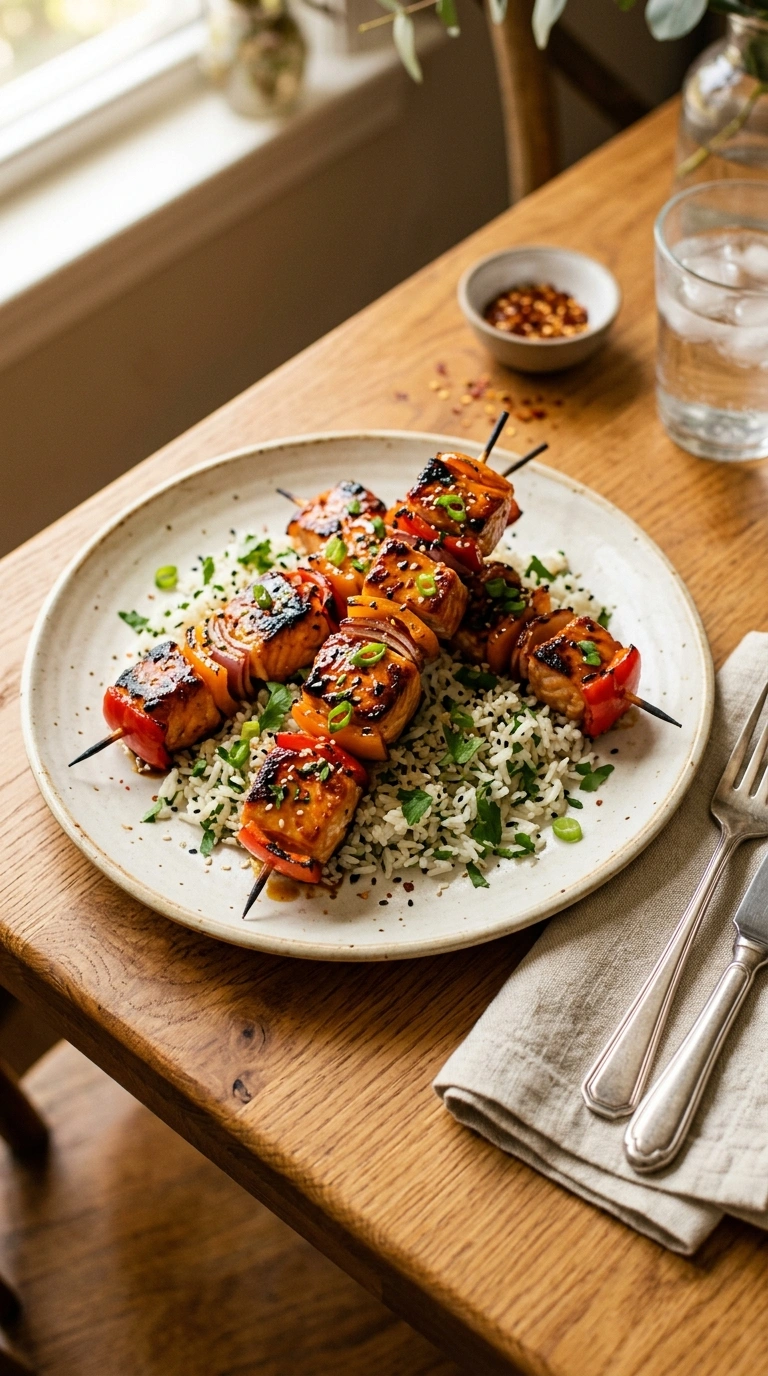 Sticky Honey Garlic Grilled Salmon Skewers | 20-Min Labor Day Crowd