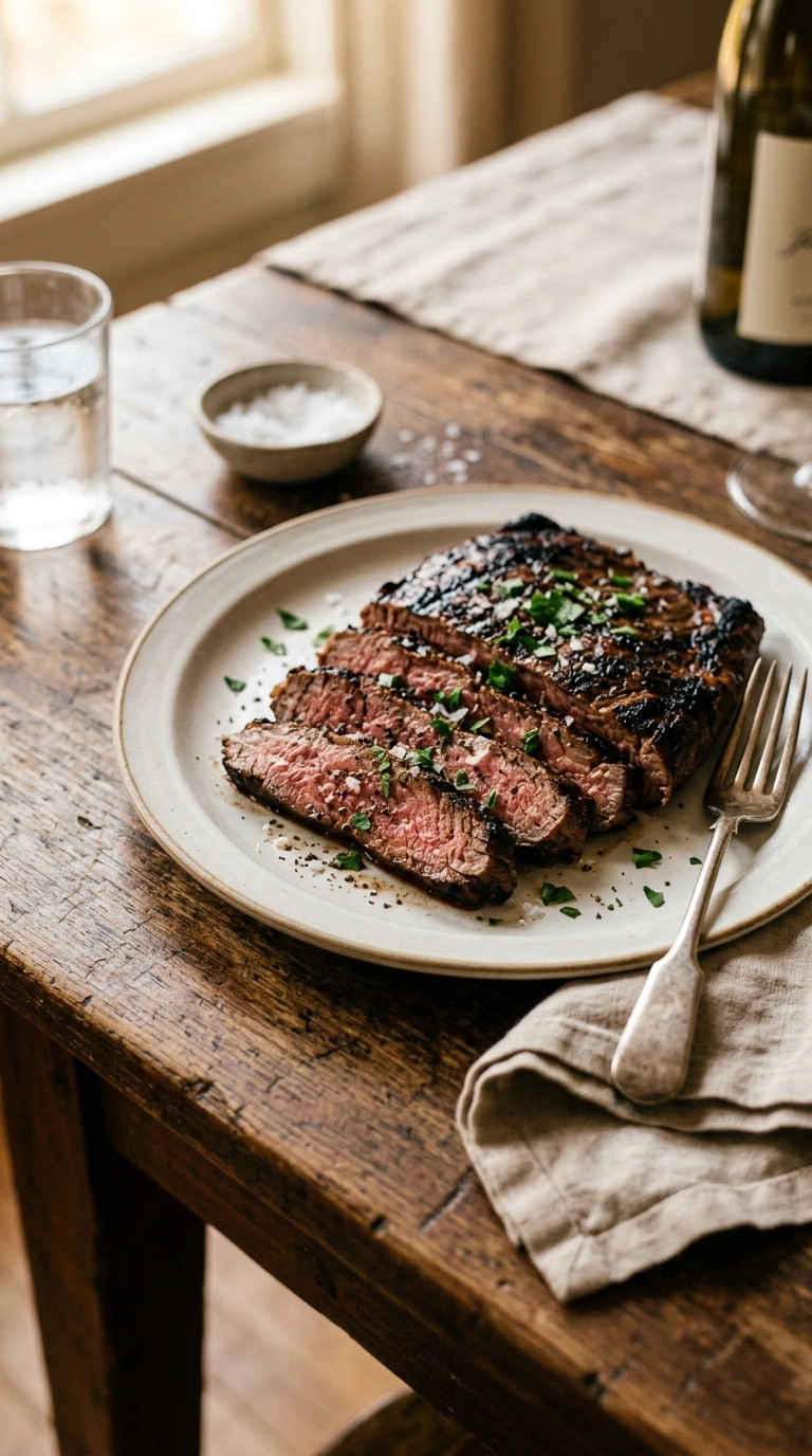 juicy grilled flank steak crowd ready to serve