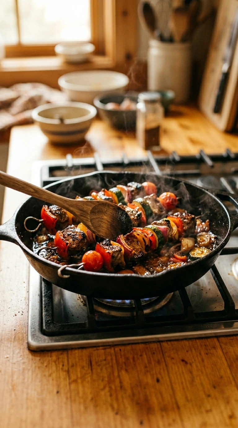 Cooking instructions for juicy grilled beef kebabs crowd