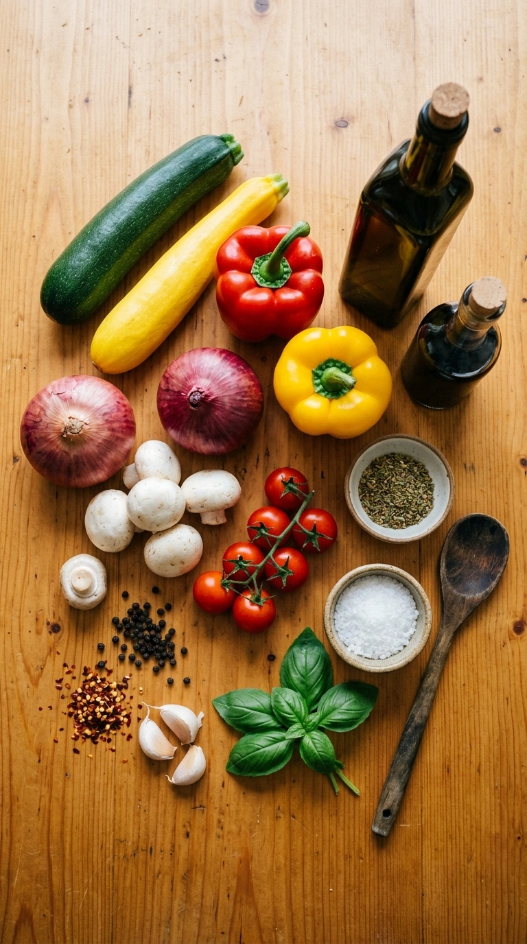 Ingredients for sizzling grilled veggies crowd
