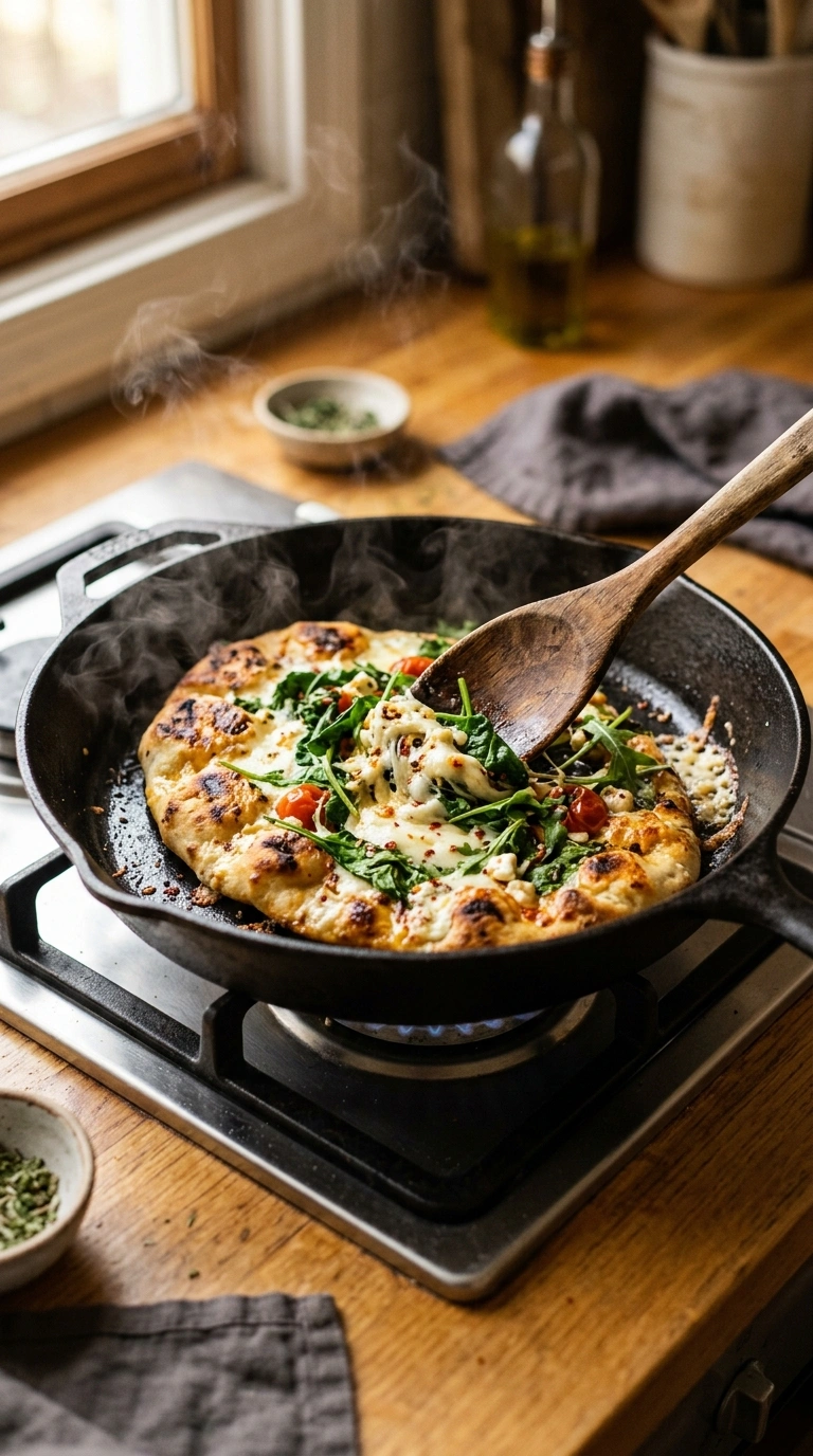 Cooking instructions for sizzling grilled flatbread crowd