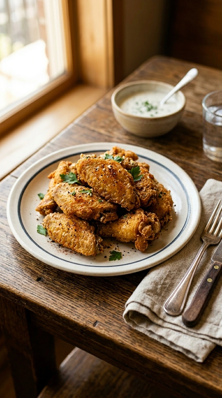 crispy football wings ready to serve