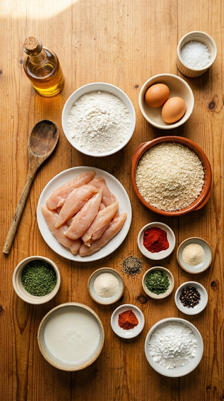 Ingredients for crispy game day chicken tenders