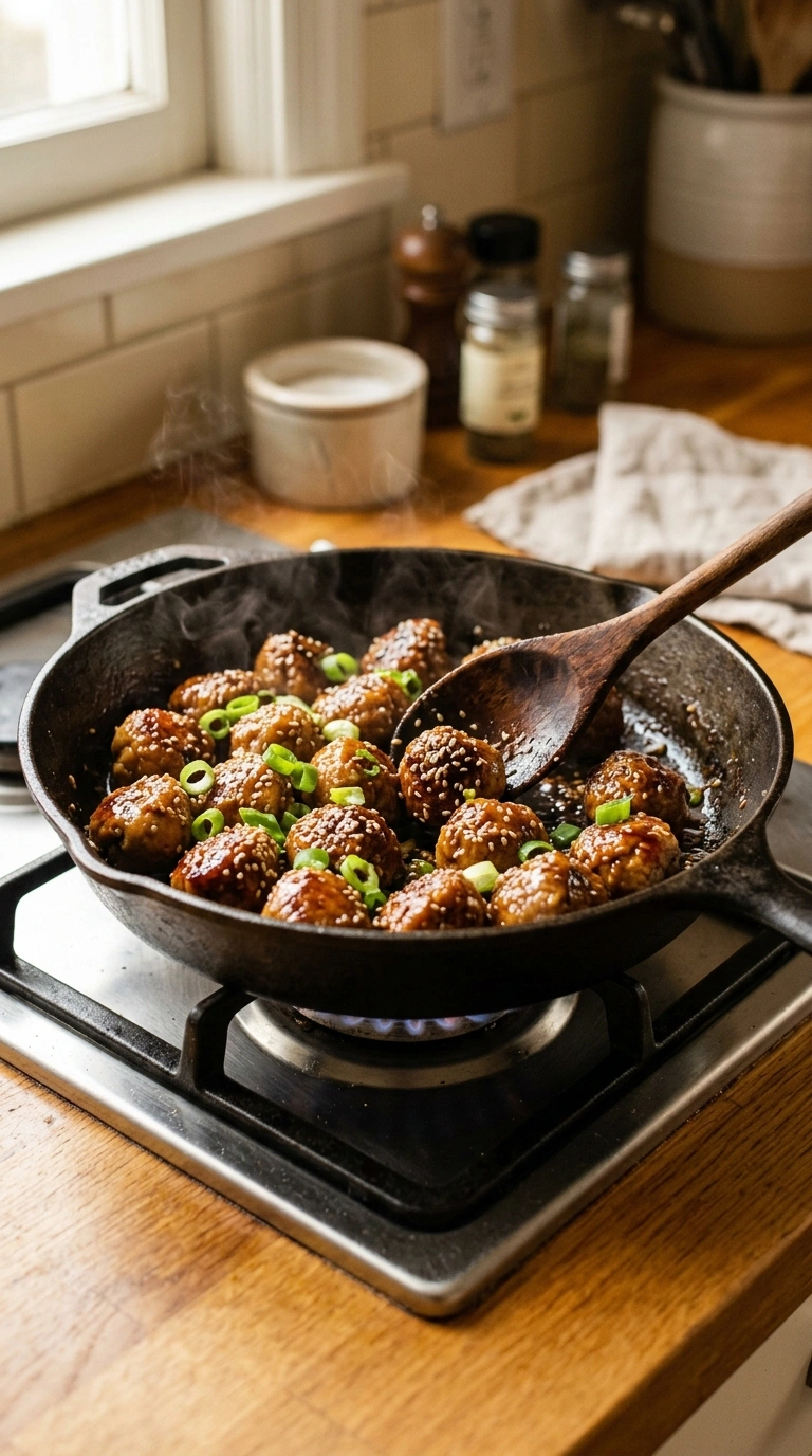 Cooking instructions for sticky teriyaki meatballs crowd